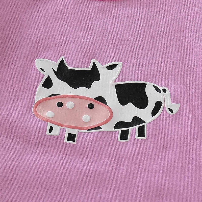 BOIZONTY Toddler Baby Girl Ruffled Fly Sleeve Cow Top Shirts + Leopard Suspender Skirts Overall Dress Clothes Set(18-24 Months,Leopard Cow) - Image 5